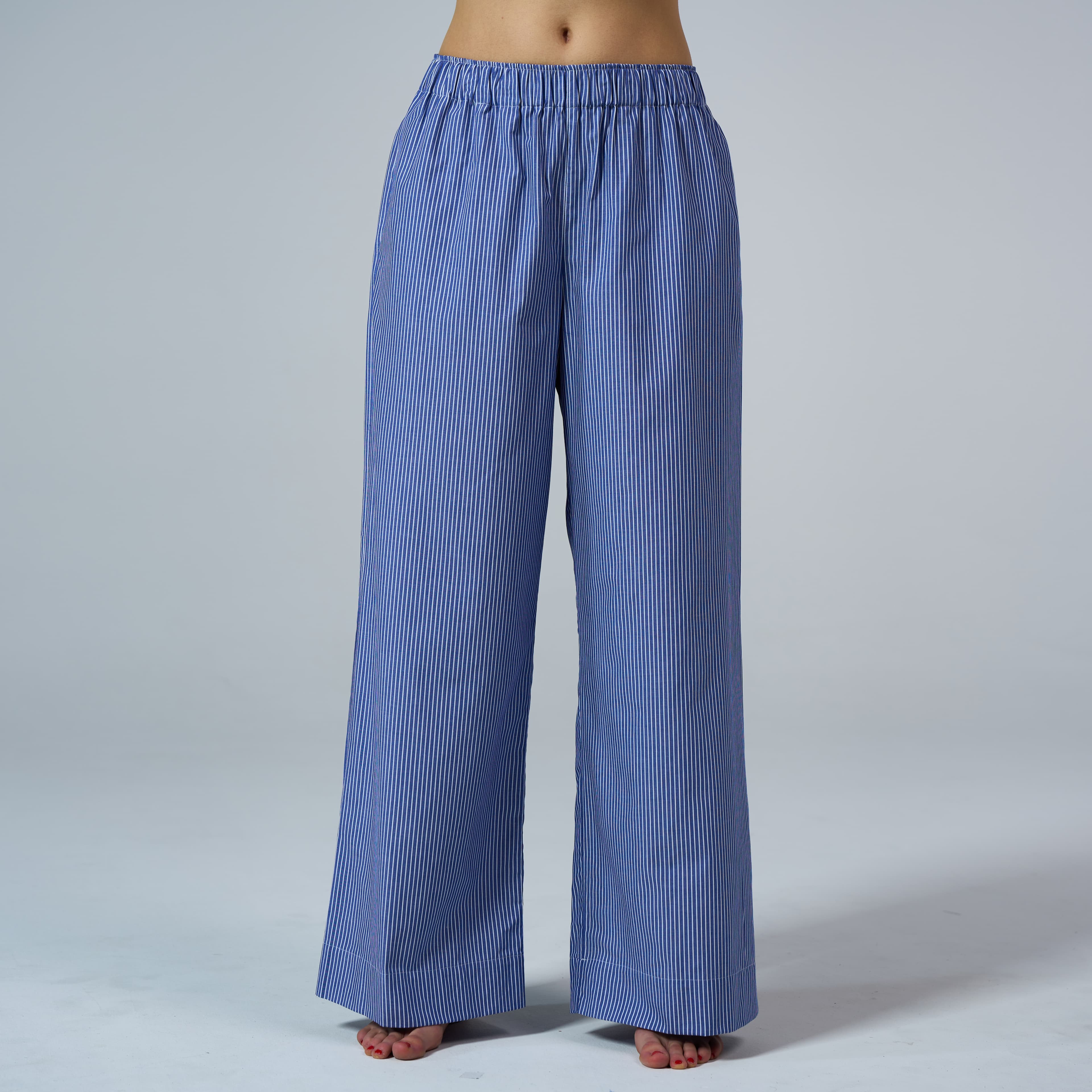 Poplin Pants Blue & White